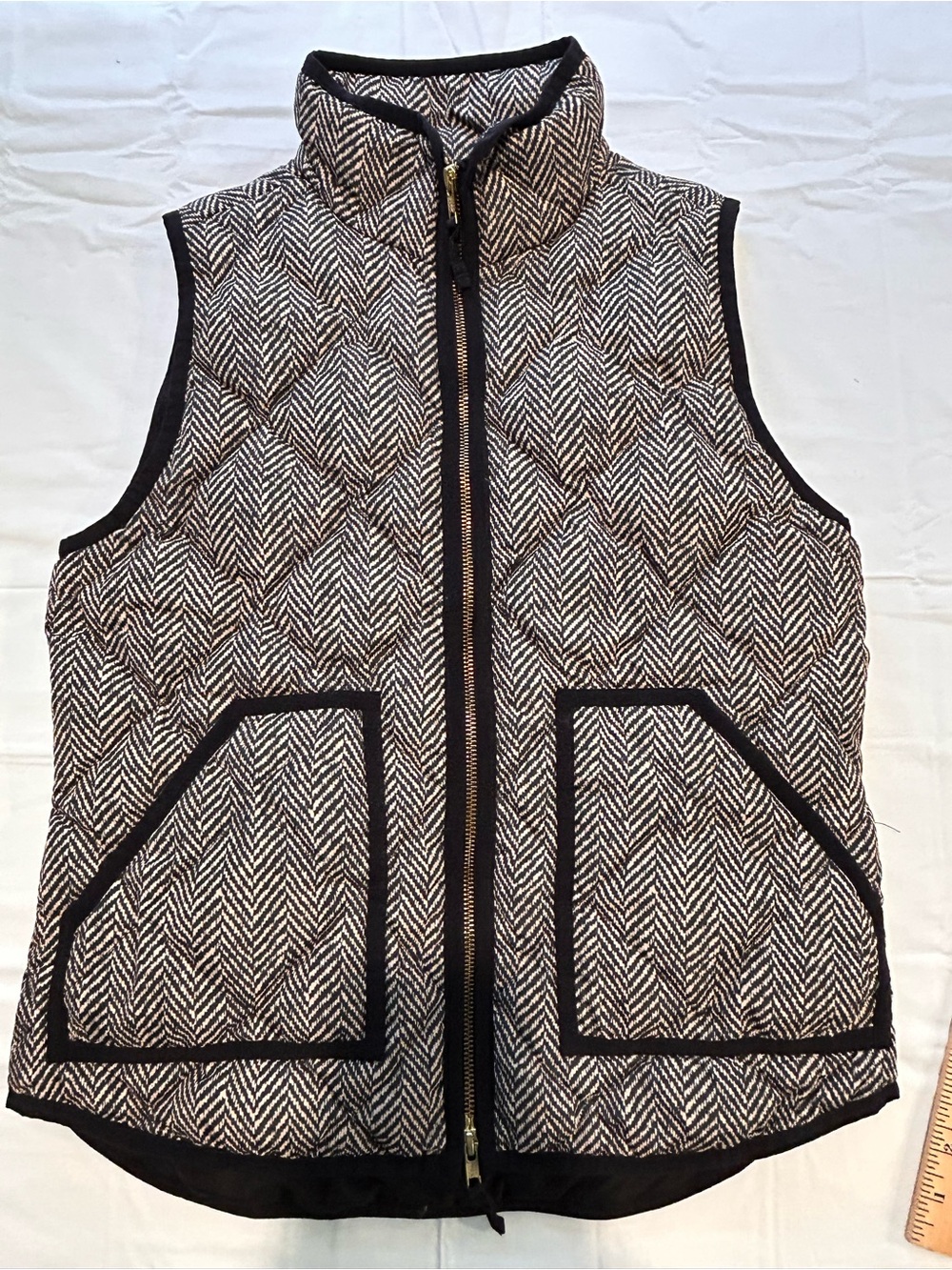 J. Crew Quilted Herringbone Vest - Black & White